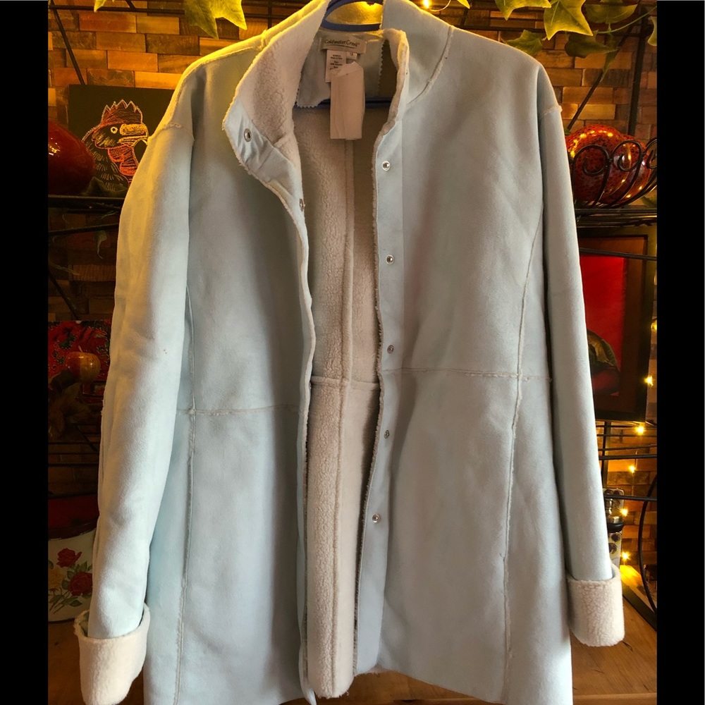 Blue Faux Shearling Coat